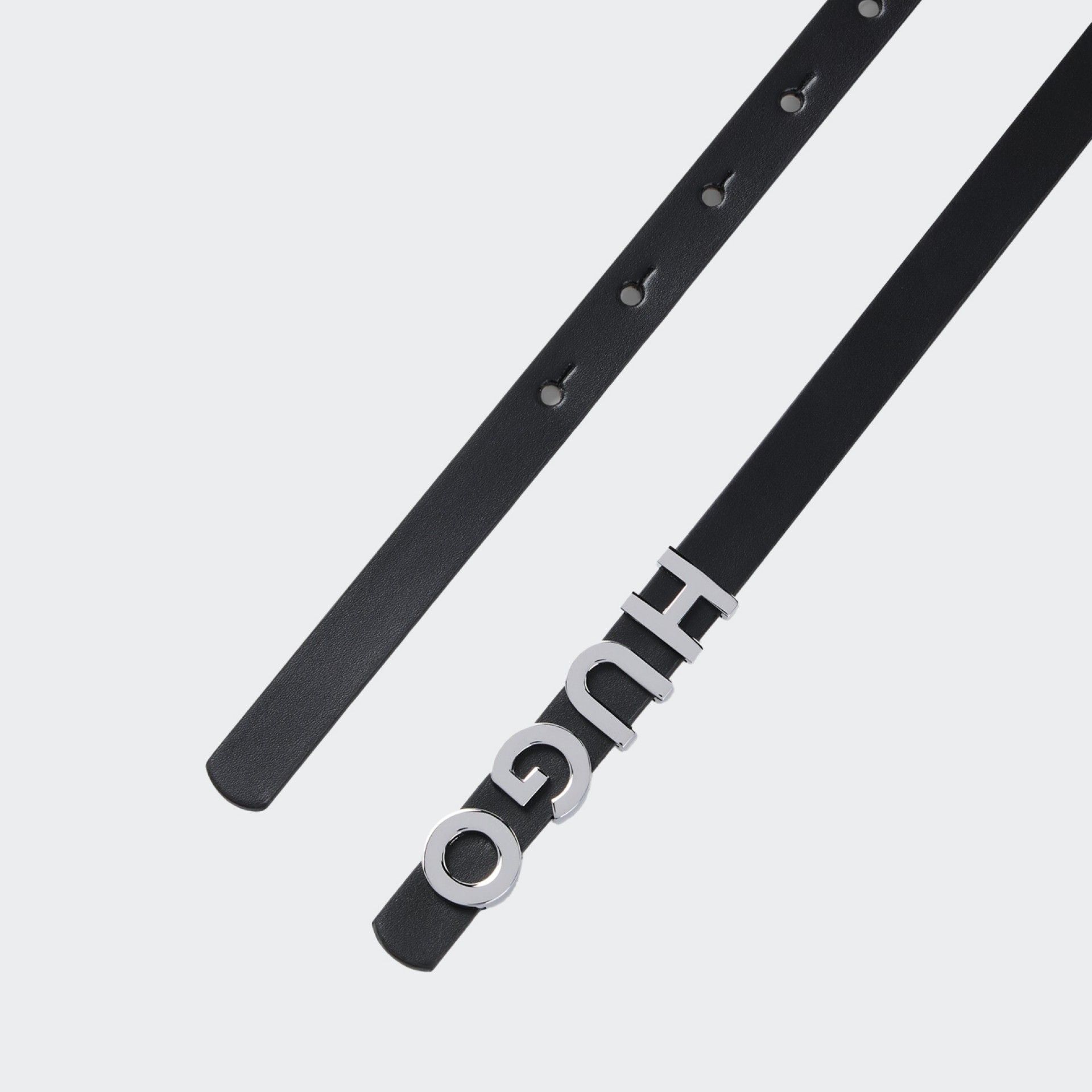 Leather belt with Hugo logo buckle