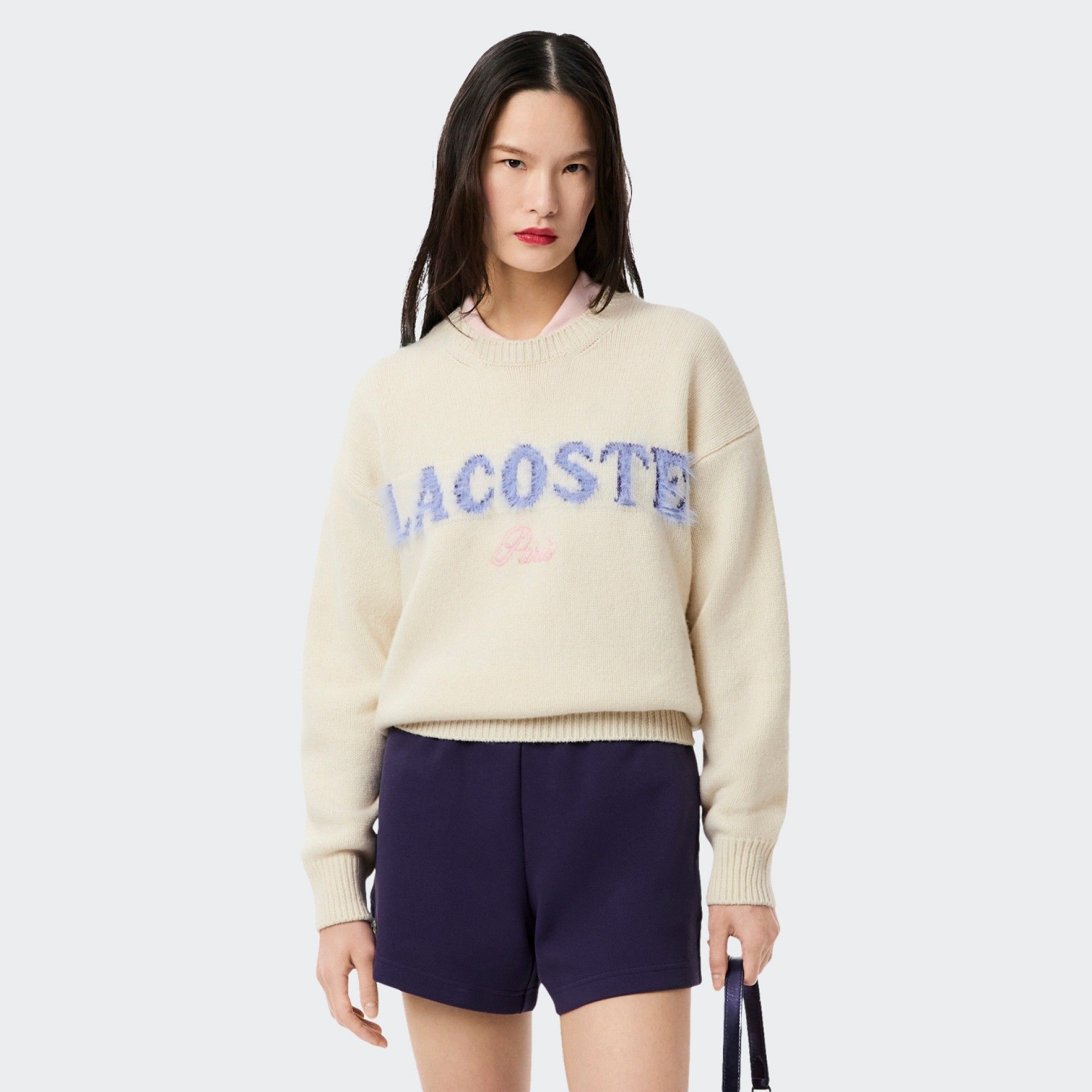 Pull en maille avec lettrage Lacoste