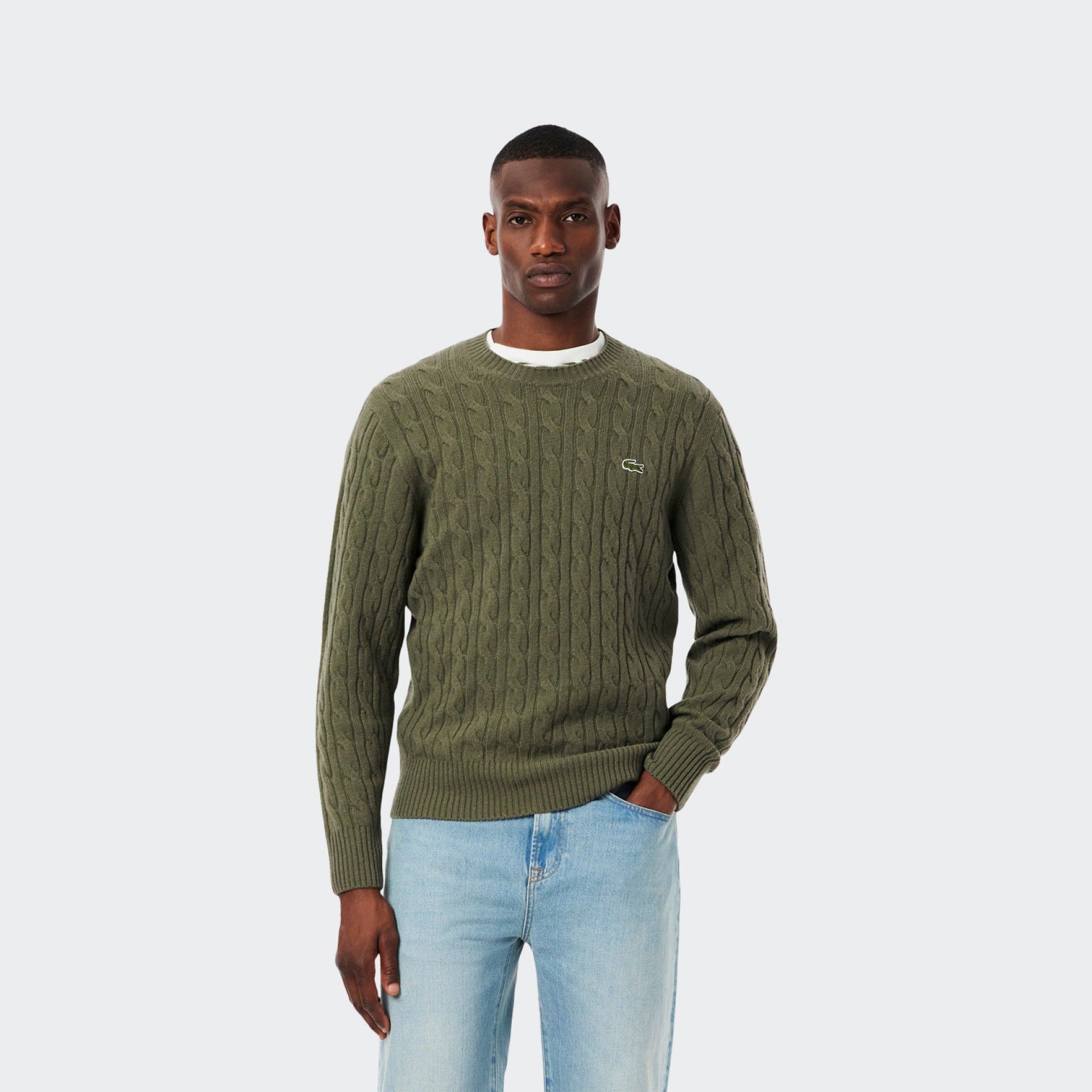 Camisola de Malha entrançada em lã cardada Lacoste