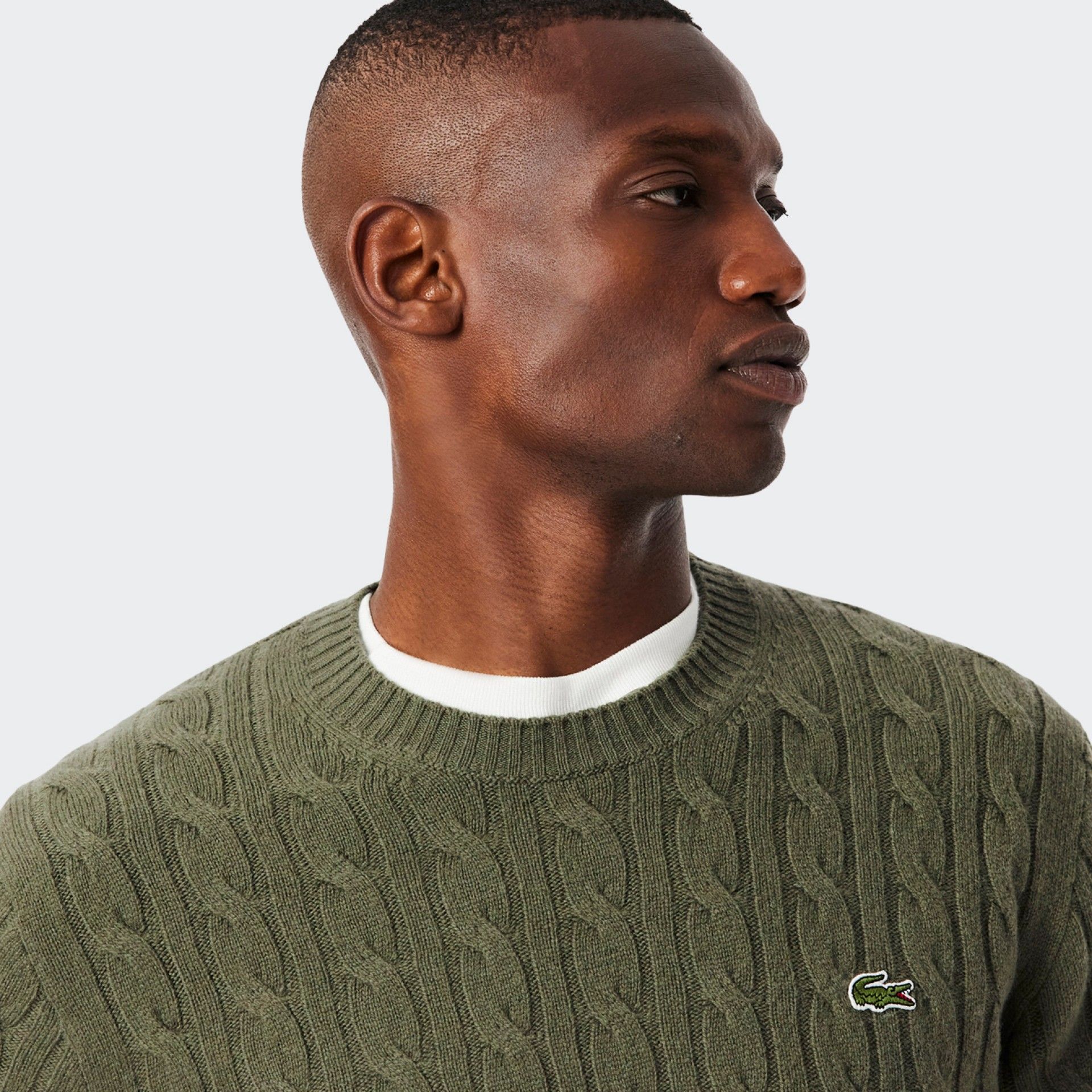 Camisola de Malha entrançada em lã cardada Lacoste