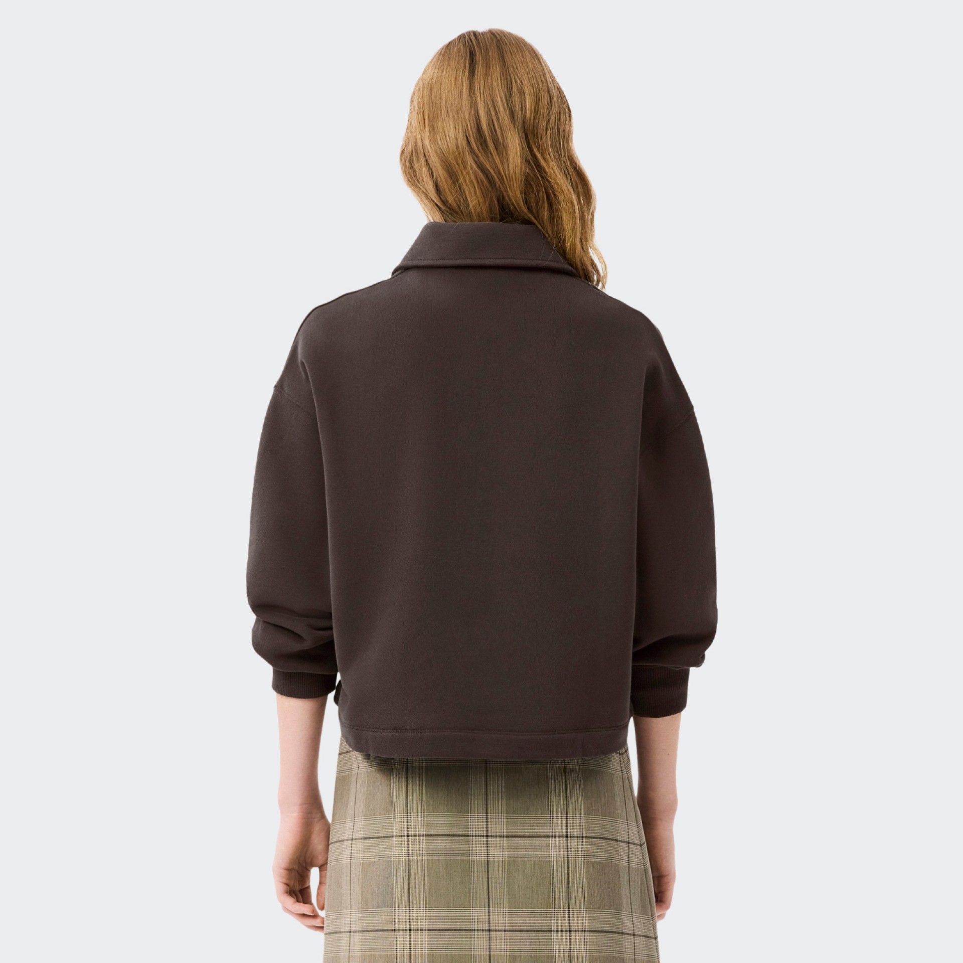 Sweatshirt com Colarinho de Polo em Velo Oversize