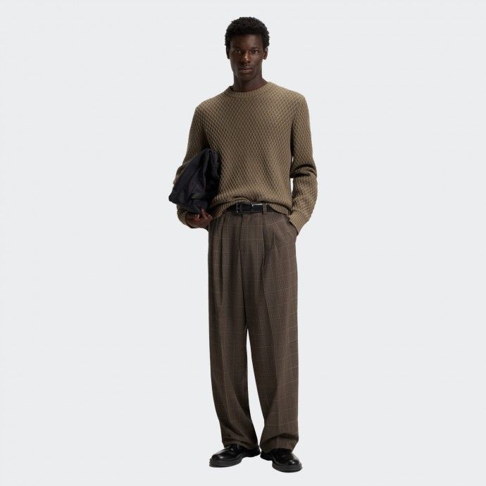 Pantalon en tissu extensible  carreaux Hugo