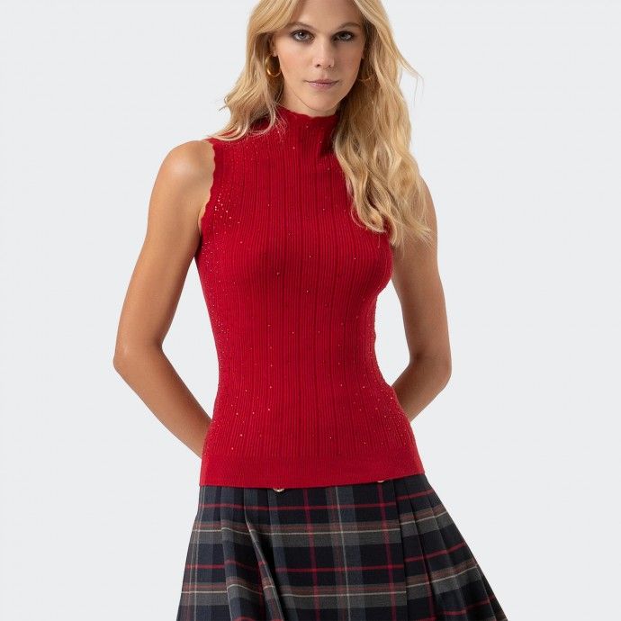 Top de malla con diamantes de imitacin Fracomina