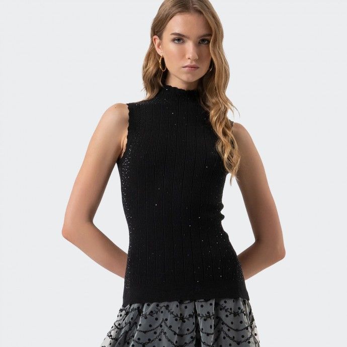 Top de malla con diamantes de imitacin Fracomina