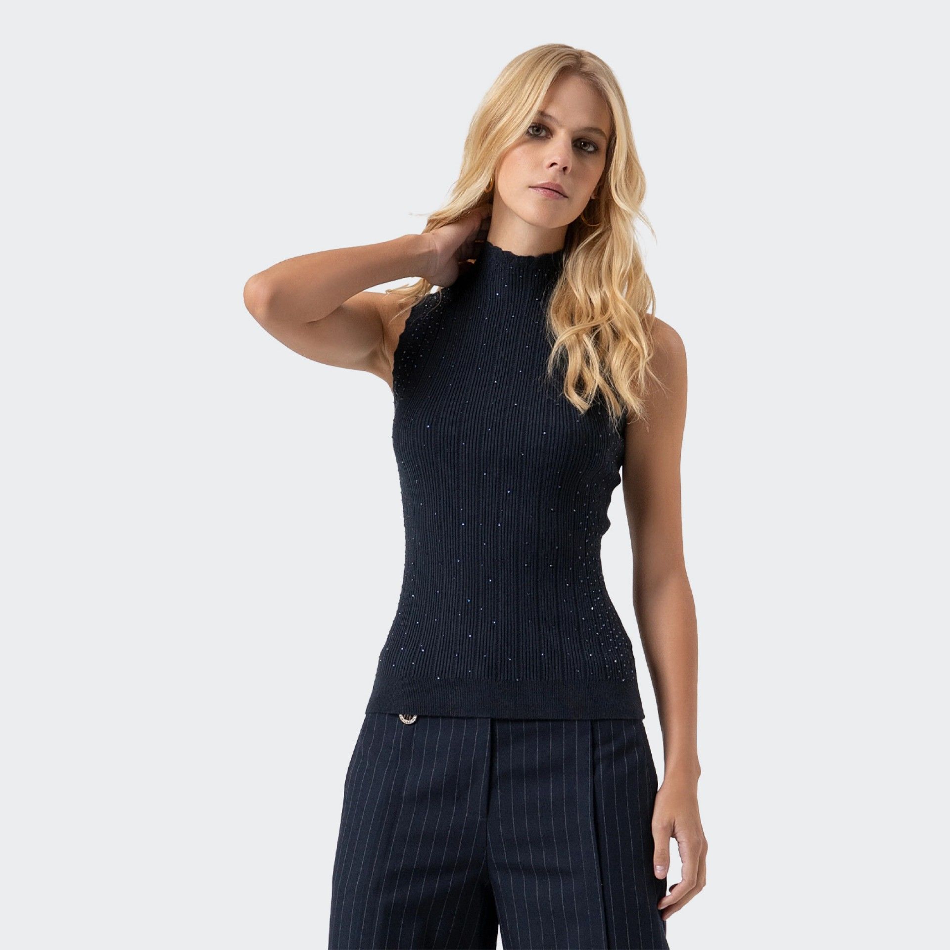 Fracomina Mesh Top with Rhinestones