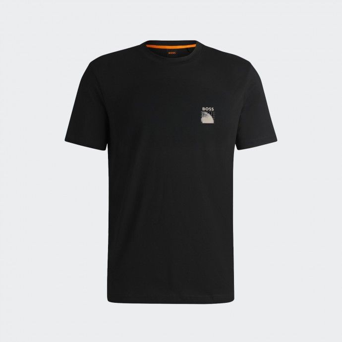 Regular fit cotton t-shirt with Boss print