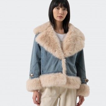 Casaco denim oversize de lavagem vintage Fracomina