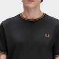 Fred Perry Twin Tipped T-Shirt in Black and Shaded Stone
