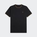 Fred Perry Twin Tipped T-Shirt in Black and Shaded Stone