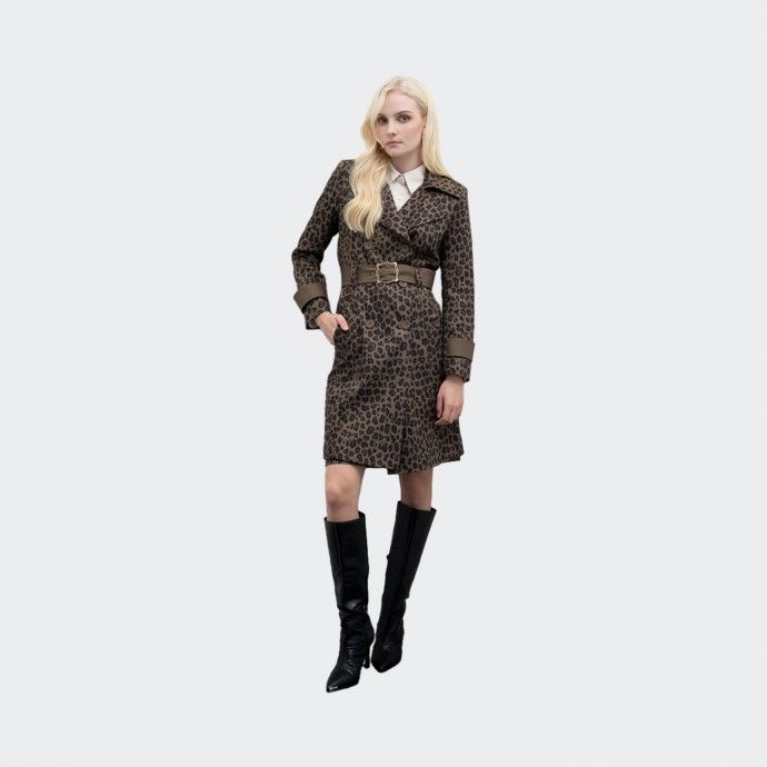 Casaco Trench Coat com Padro Leopardo Goa Goa