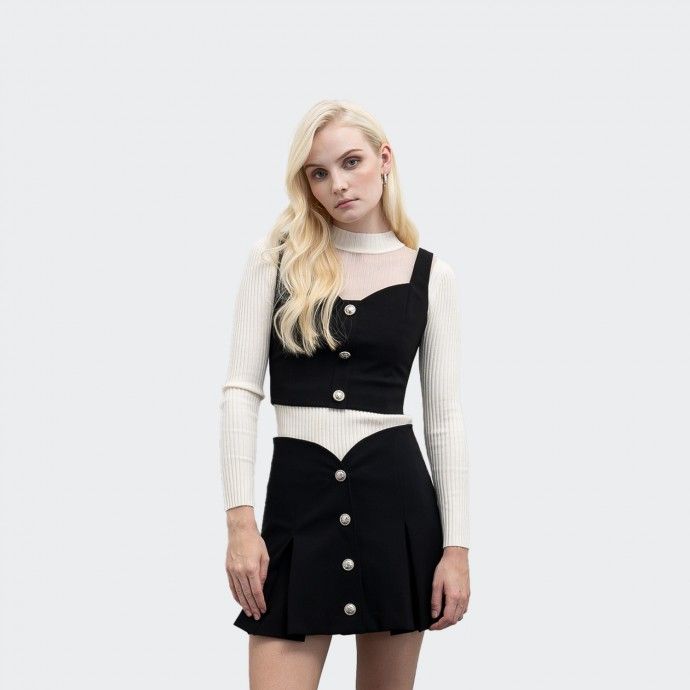 Goa Goa Mesh Top with Buttons and Zipper