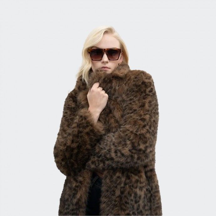 Goa Goa Animal Print Faux Fur Coat