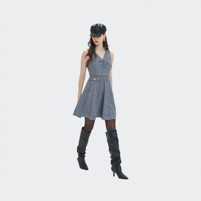 Vestido Tweed Elstico com Cinto Goa Goa
