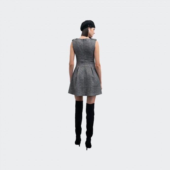 Vestido de Lã Tweed com Lantejolas