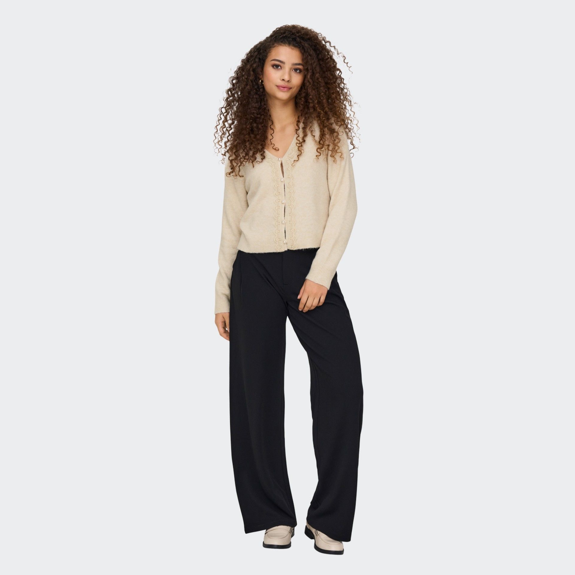 JDY Knitted Cardigan with Lace Detail