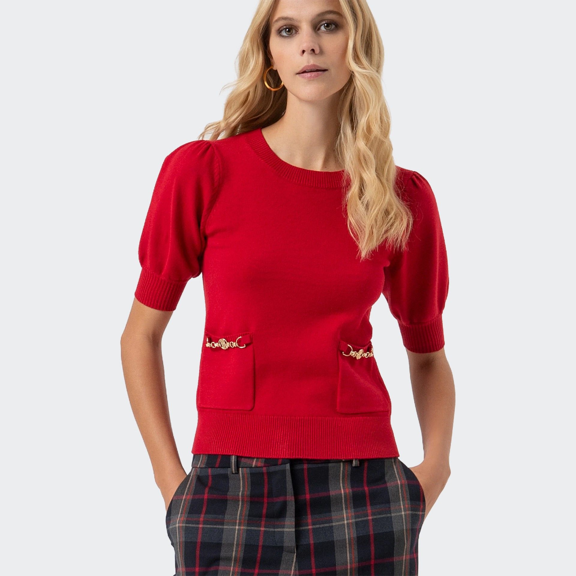 Fracomina Knitted Sweater with Puffed Sleeves