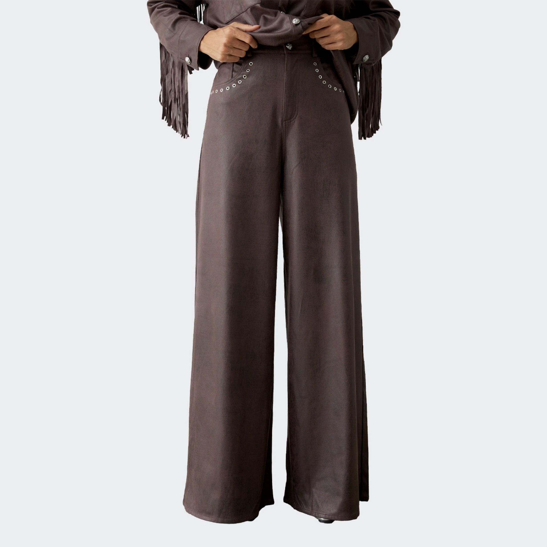 Pantalon à Pattes D'Éléphant en Cuir Synthétique BSB