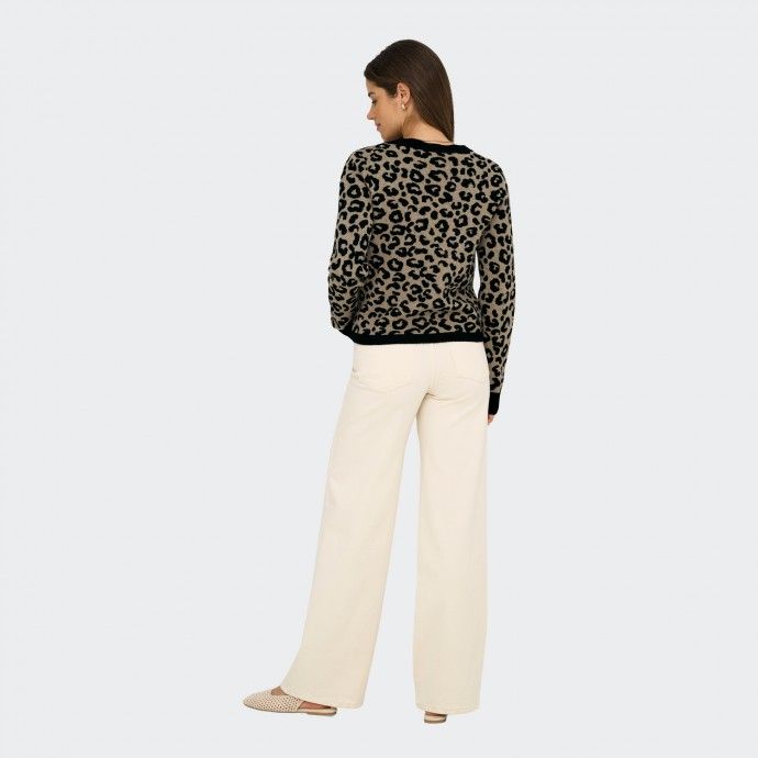 Cardigan en maille imprimé animalier Only