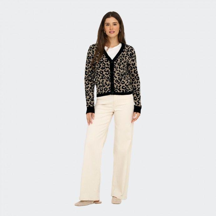Cardigan en maille imprimé animalier Only