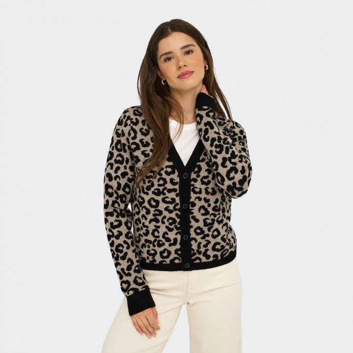 Cardigan en maille imprim animalier Only