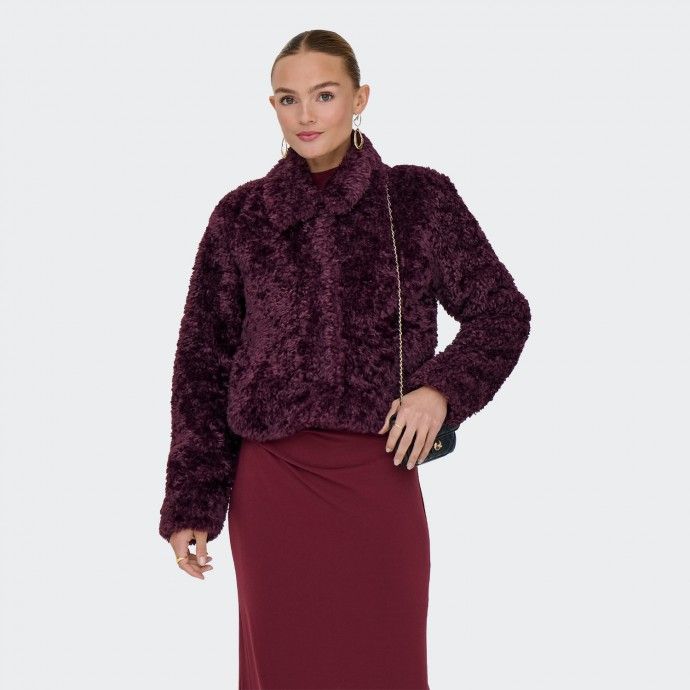 ONLGINNY Only Burgundy Fur Coat