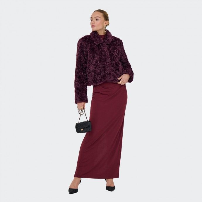 ONLGINNY Only Burgundy Fur Coat