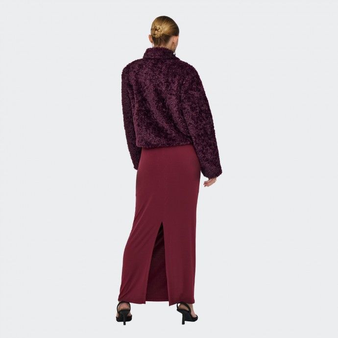 ONLGINNY Only Burgundy Fur Coat