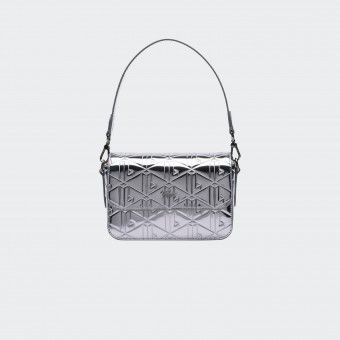Bolso de hombro Lacoste gris metalizado