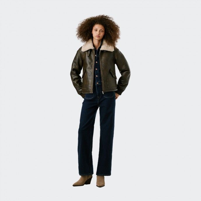 Pepe Jeans Leather Effect Bomber Jacket