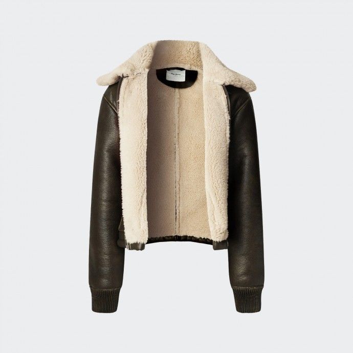Pepe Jeans Leather Effect Bomber Jacket