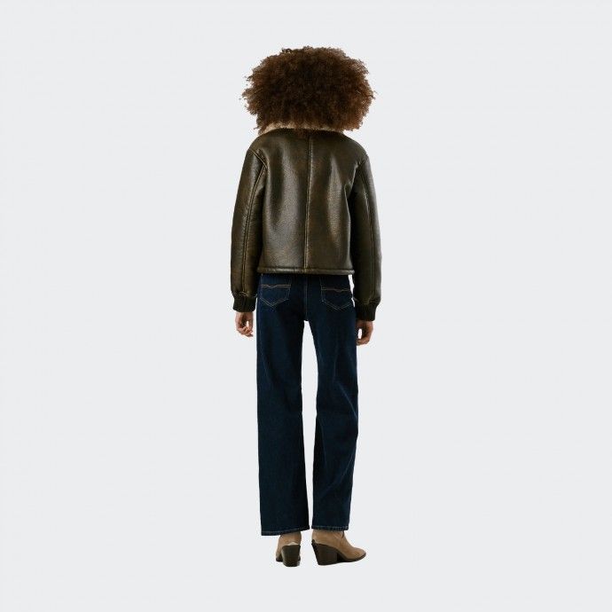 Pepe Jeans Leather Effect Bomber Jacket