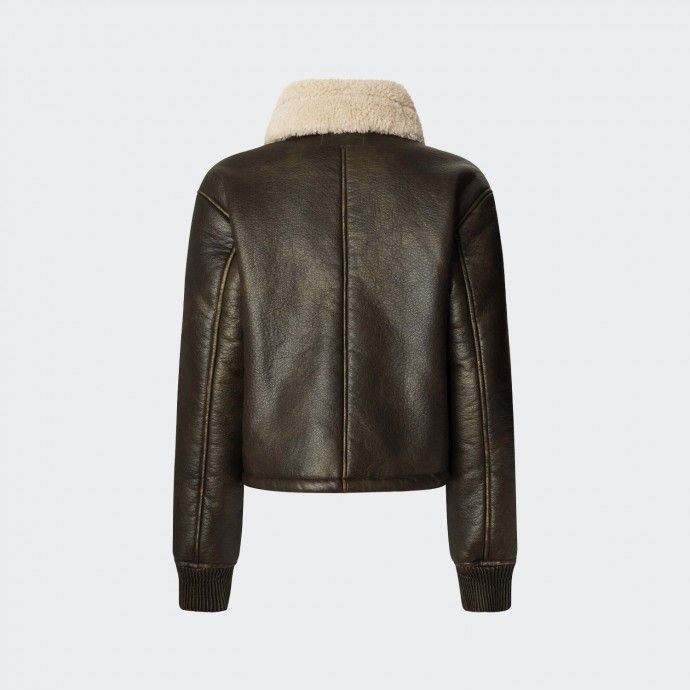 Pepe Jeans Leather Effect Bomber Jacket