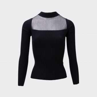 Camisola canelada Goa Goa com encaixe de tule