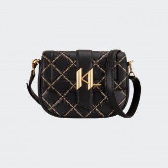 Karl Lagerfeld Leather Shoulder Bag with Saddle