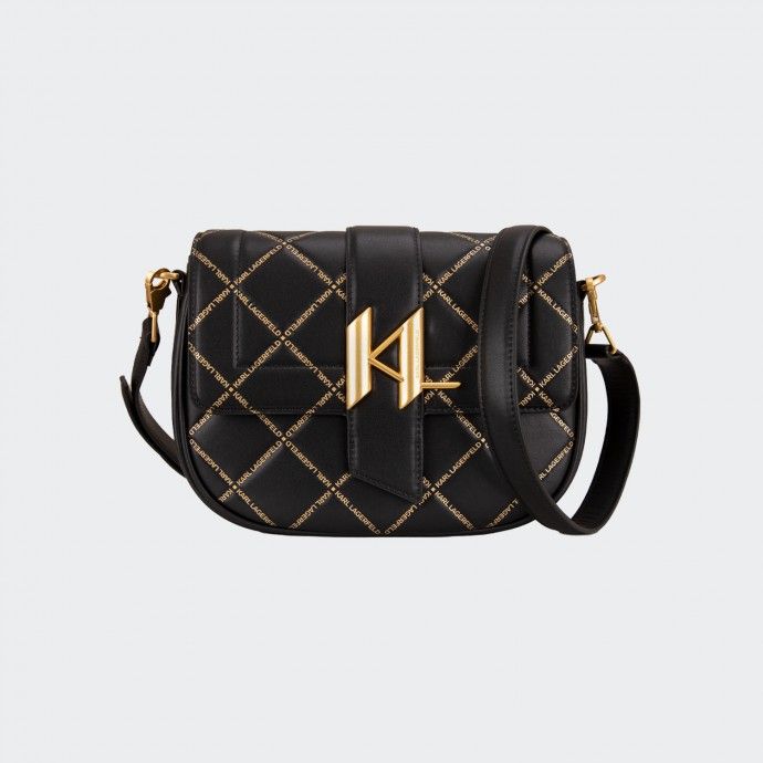 Karl Lagerfeld Leather Shoulder Bag with Saddle