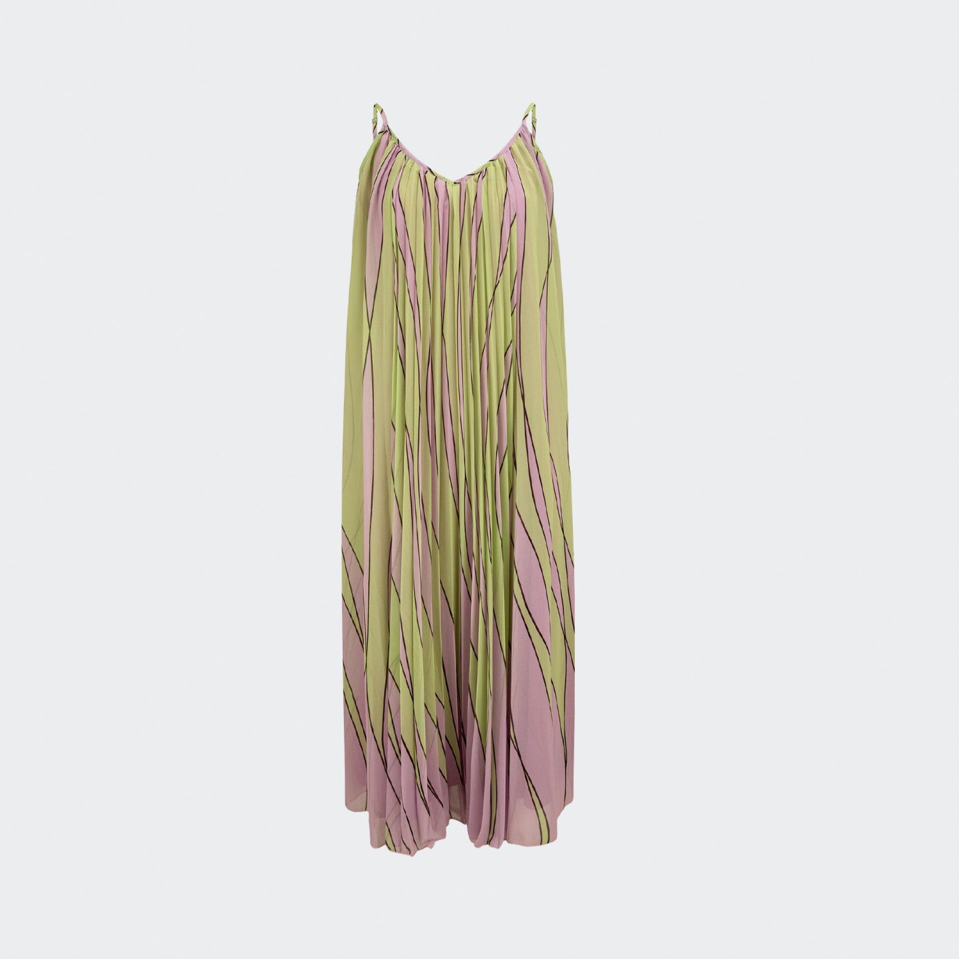 Mme Road striped print dress with thin straps
