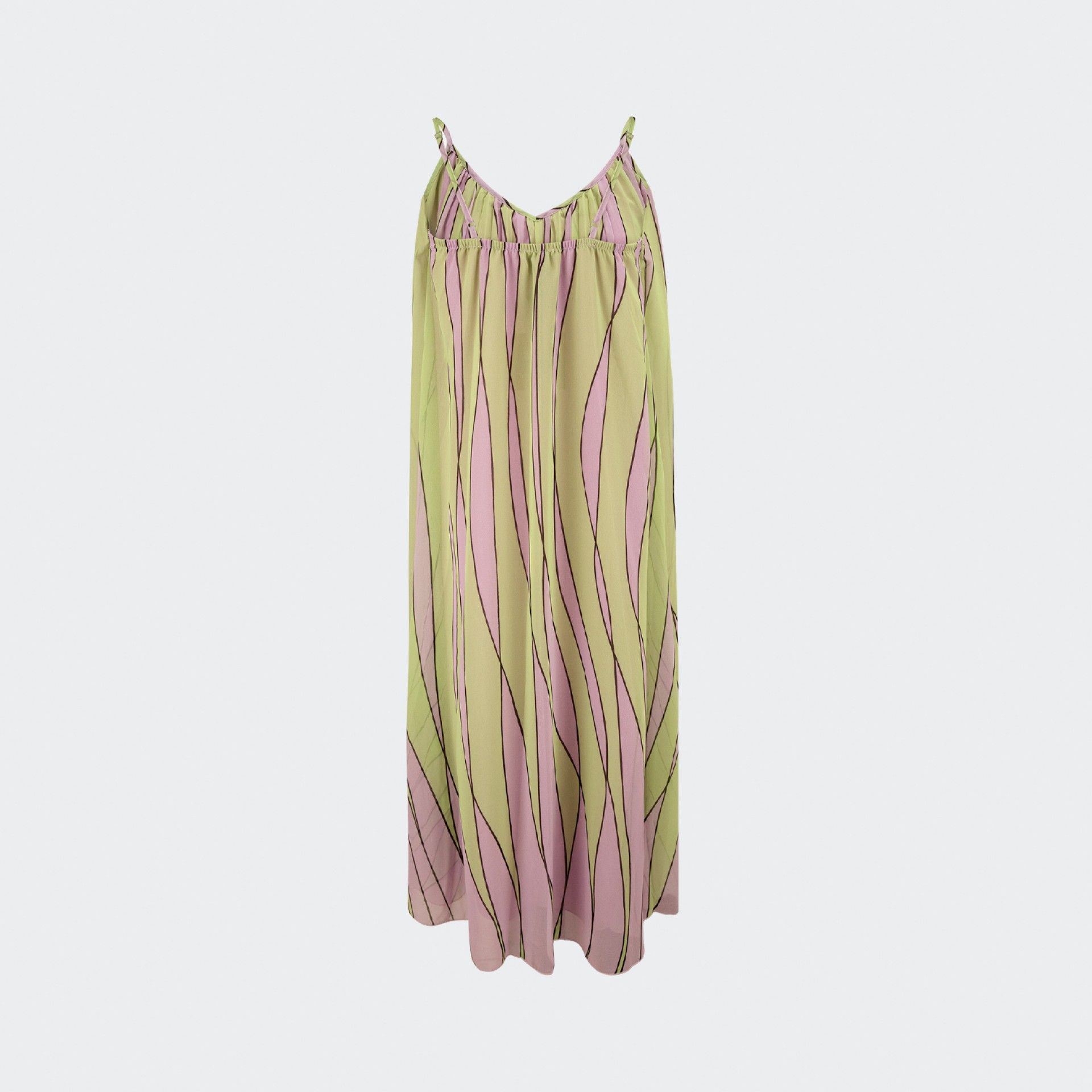 Mme Road striped print dress with thin straps