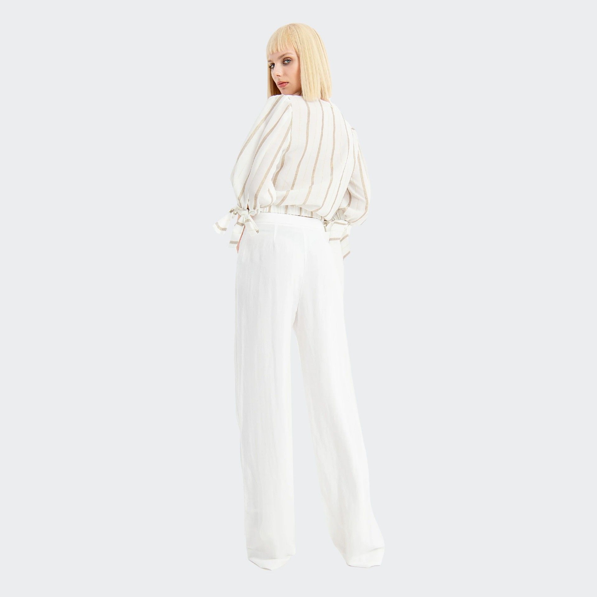Pantalon palazzo taille haute Fracomina avec boutons dorés