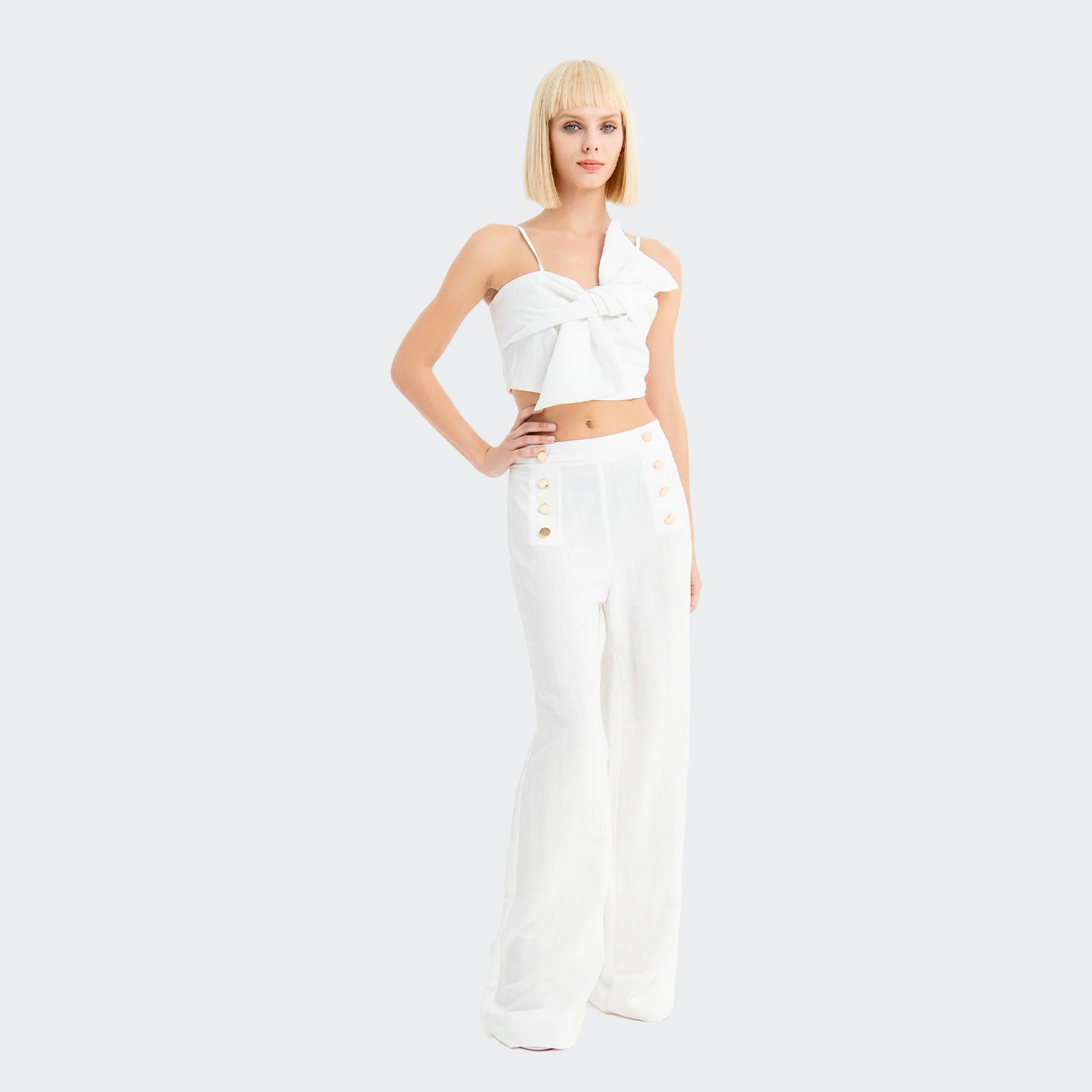 Pantalon palazzo taille haute Fracomina avec boutons dorés