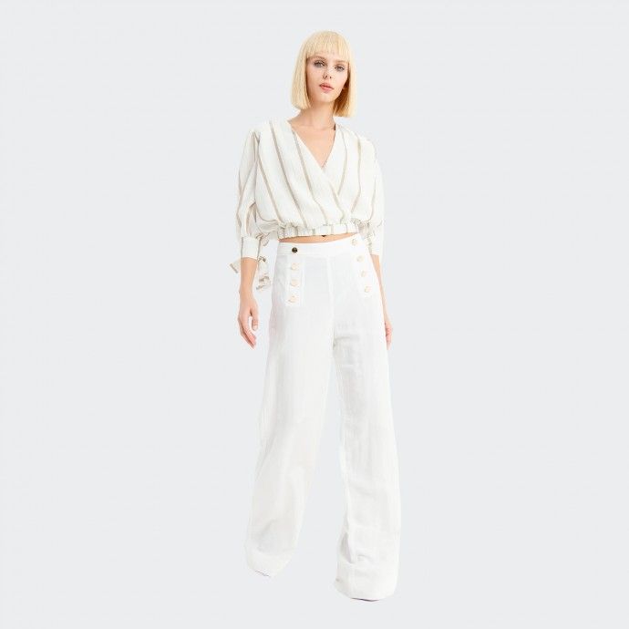 Pantalon palazzo taille haute Fracomina avec boutons dor�s
