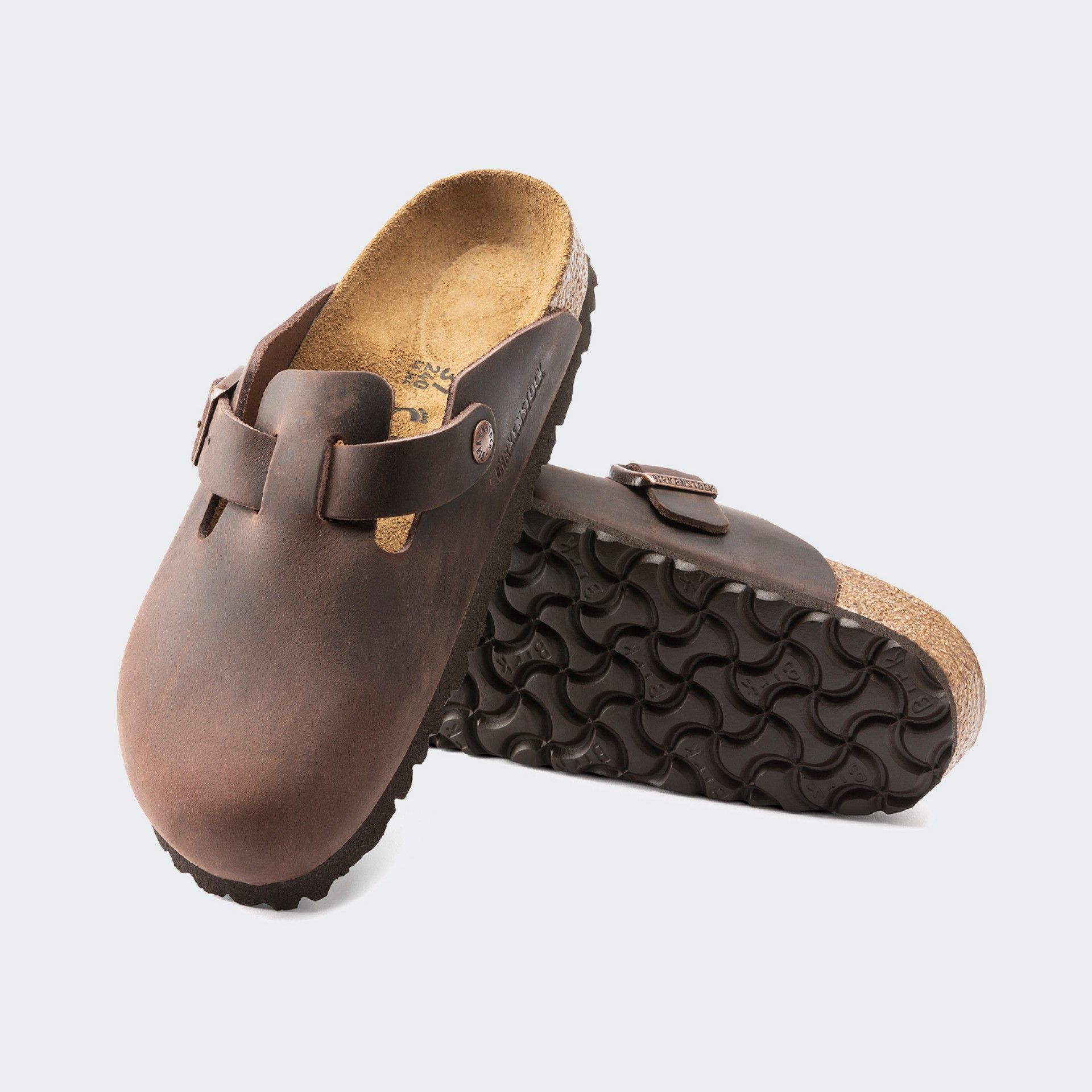 Sabots Birkenstock Boston Habana Cuir Huilé