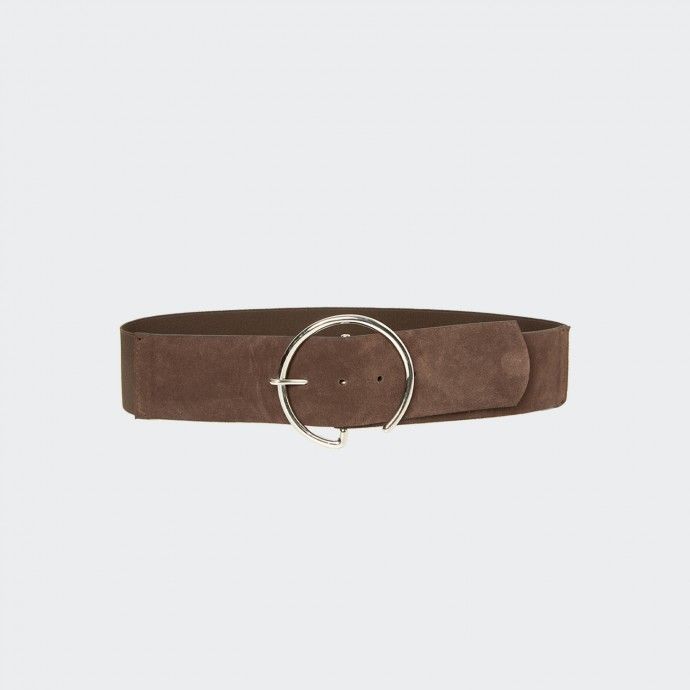 Wide leather belt with BSB buckle