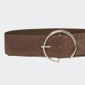 Wide leather belt with BSB buckle