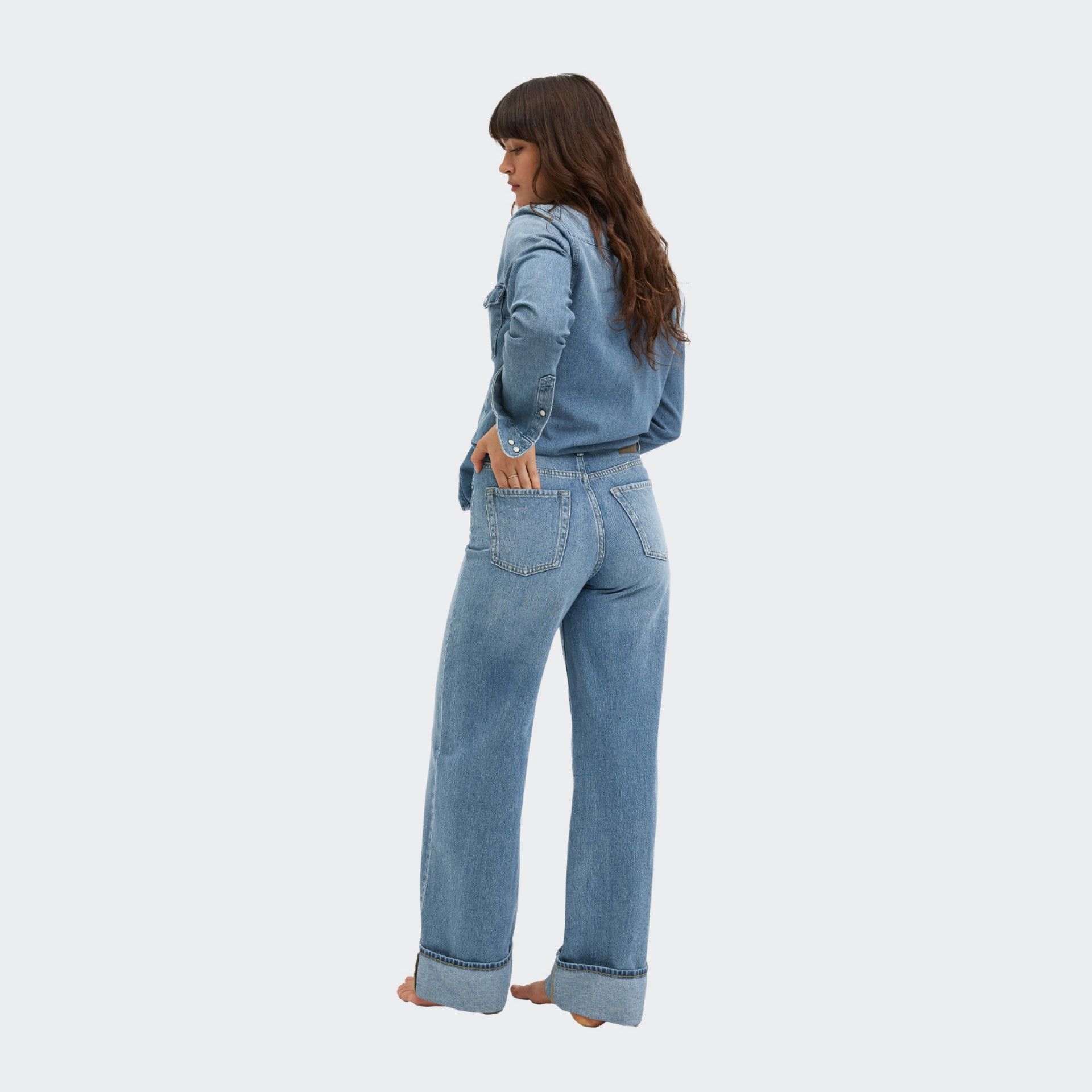 Pantalones vaqueros de pierna ancha con vuelta y cintura alta JJXX JXTOKYO