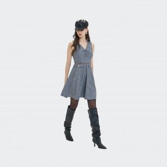 Vestido de tweed el�stico Goa Goa con cintur�n