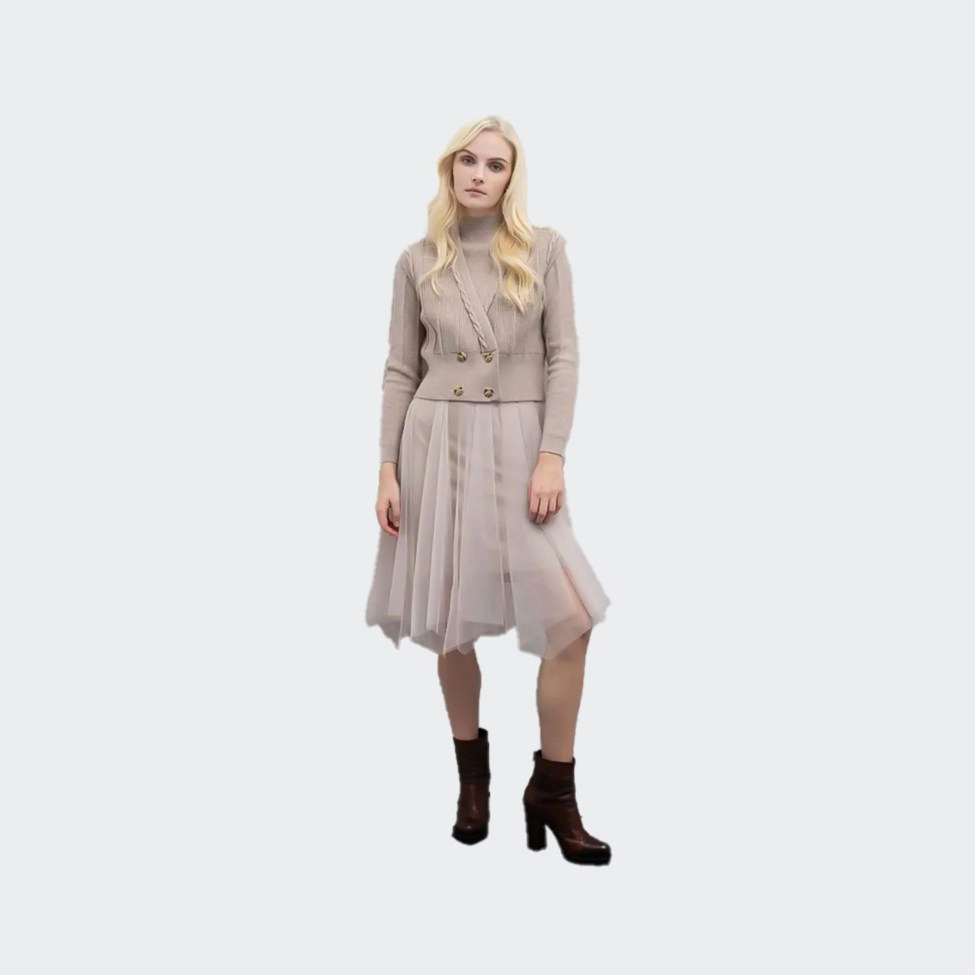 Vestido de malla Goa y falda de tul