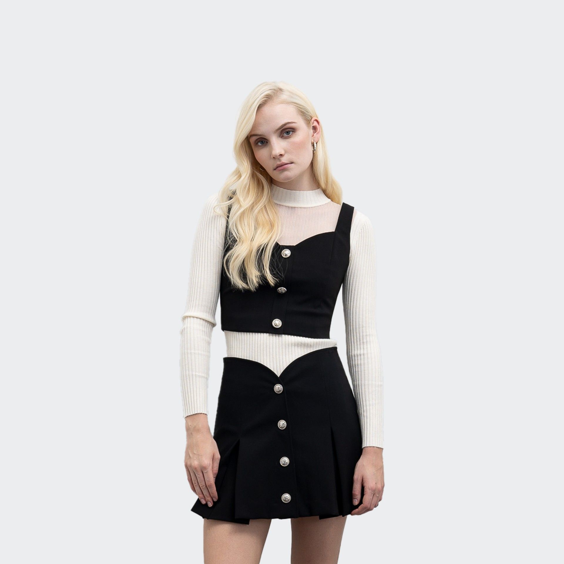 Top de malla Goa Goa con botones y cremallera