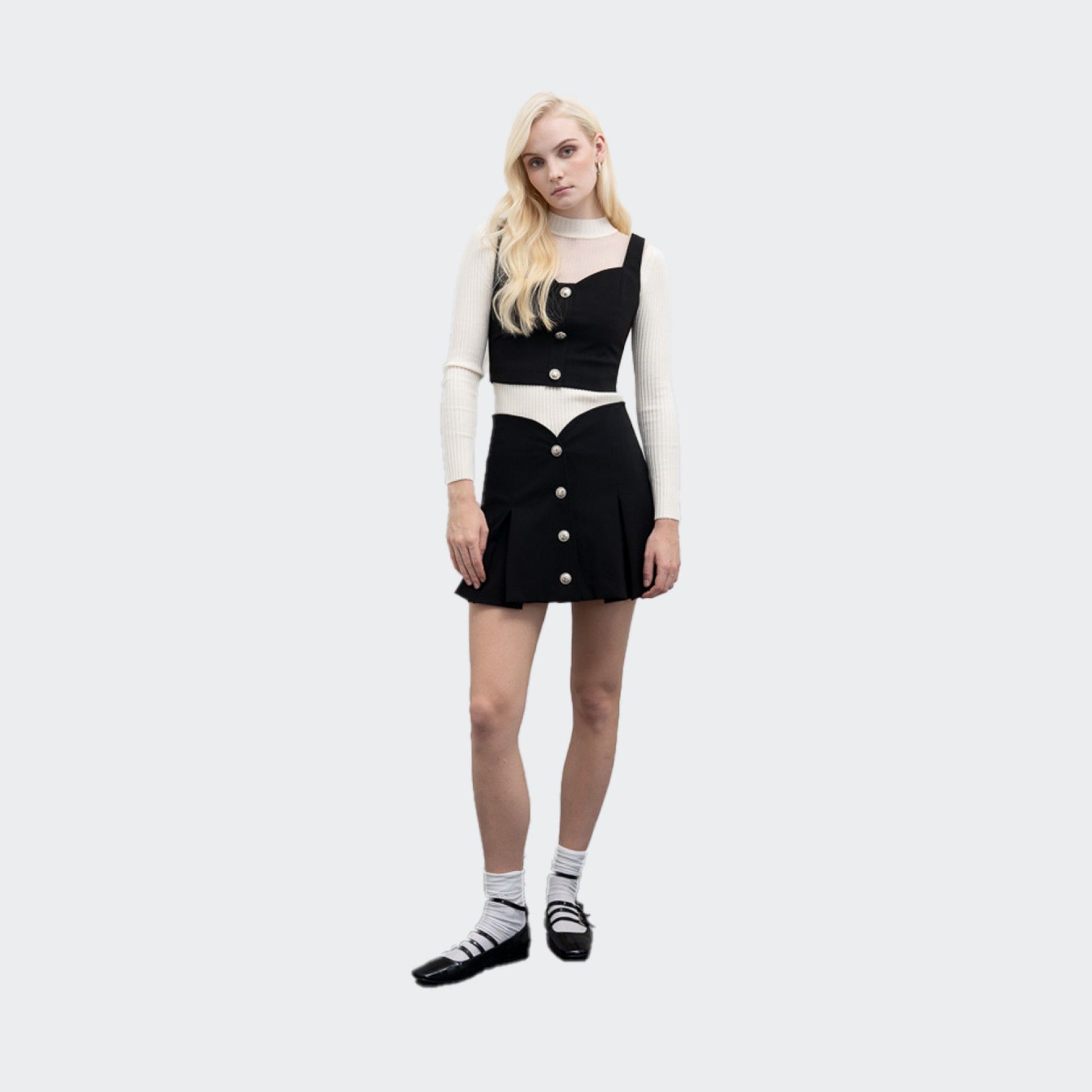 Saia de Plissado com Botões Goa Goa