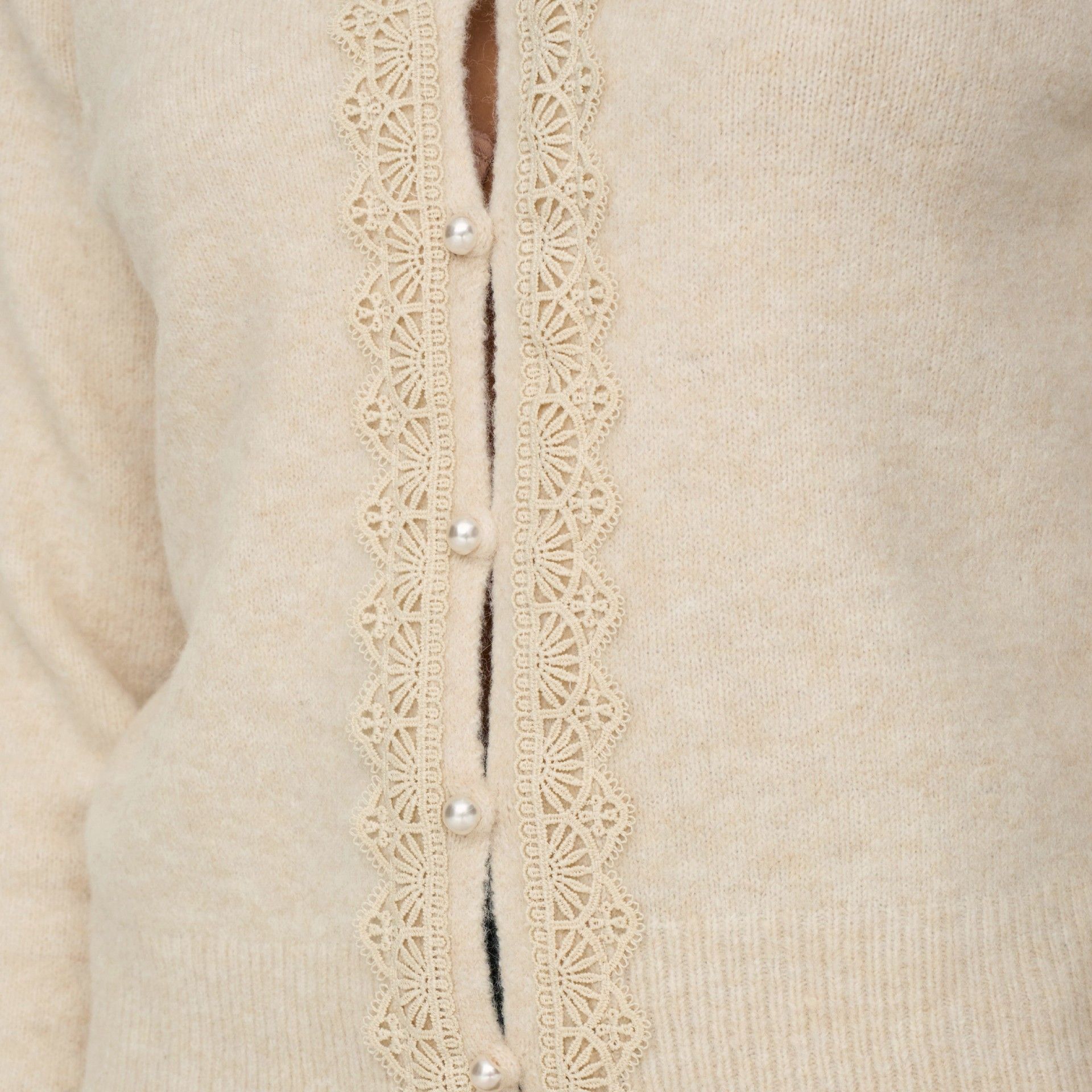 Cardigan de Punto con Detalle de Encaje JDY