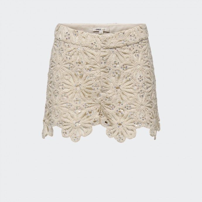 Short en crochet Only Paris Beige